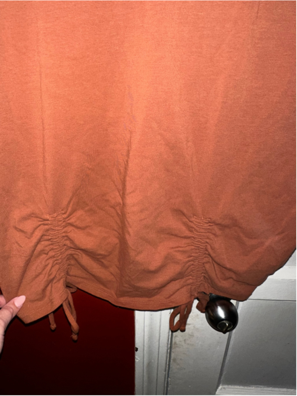 Hollister Baby Tee Bundle Lot (2) XXL Black & Rust Brown Ruched Cinch Hem Crew - Picture 12 of 14
